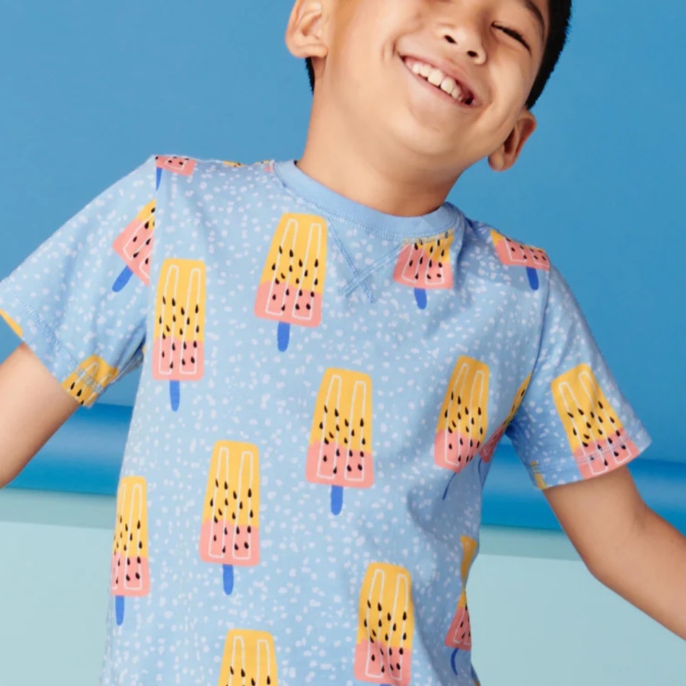 Tea Collection Blue and Yellow Short Sleeve Tee